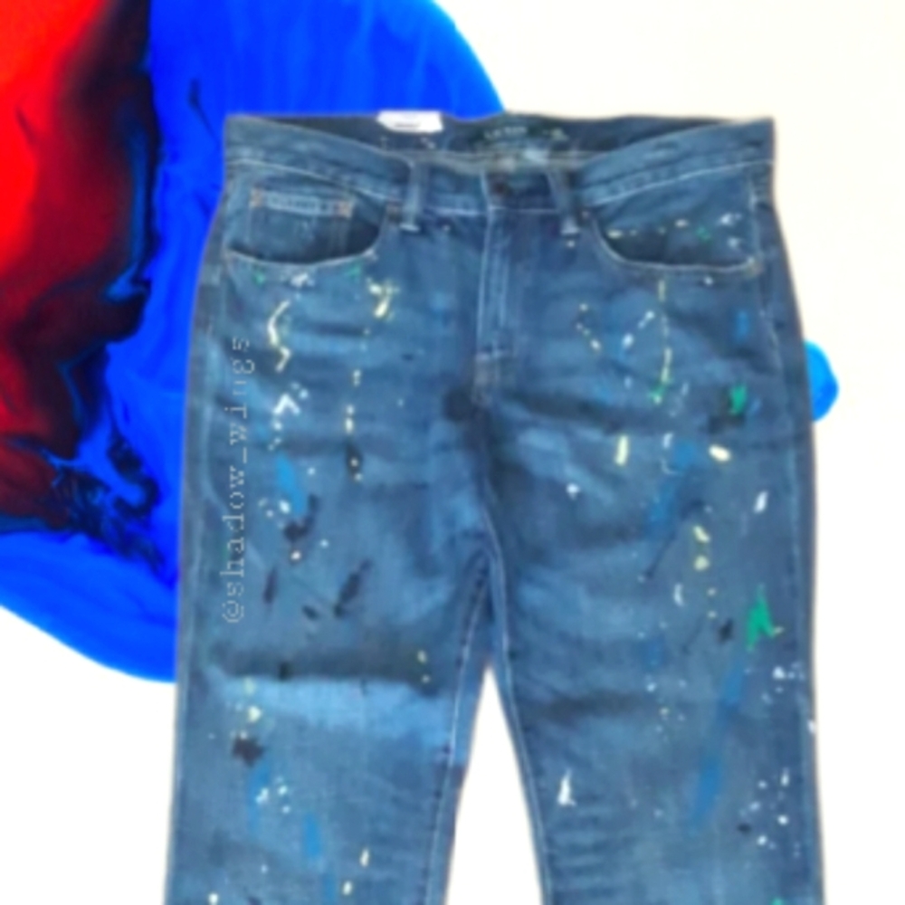 Ralph Lauren Girlfriend Paint Splatter Jeans / Size 6 Painted Cropped Jeans - Picture 2 of 15